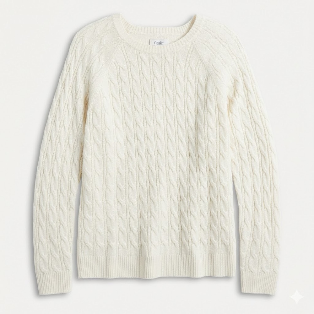 Croft & Barrow Extra Soft Cable Crewneck Sweater - Picture 2 of 9